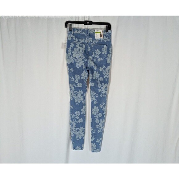 Time & Tru Jeggings XS 0 2 Women's Blue Floral High Rise Denim Jean Jeggings - Picture 6 of 10